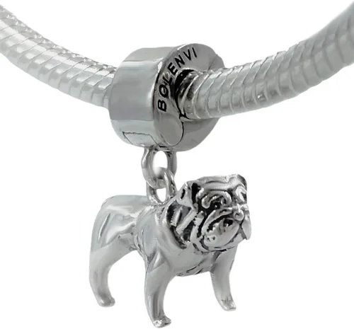 Vista 3 de BOLENVI Bulldog Bull Bully Dog 925 colgante de plata esterlina colgante X abalorio para pandora y pulseras o collares similares, Plata esterlina, No