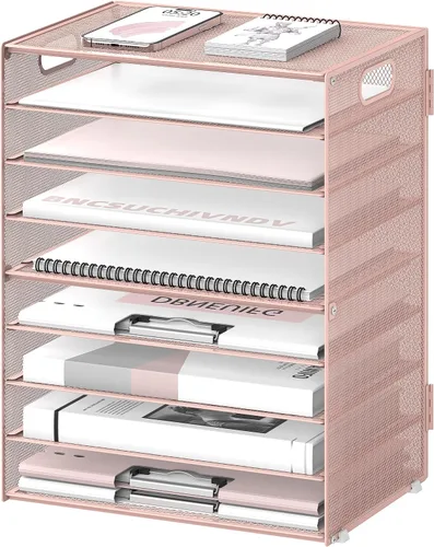 Vista 13 de DALTACK - Organizador de escritorio con bandeja de cartas de 9 niveles con asas, organizador de archivos de malla, organizador de escritorio