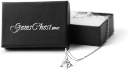Vista 8 de Collar con colgante de torre Eiffel de plata de ley, joyería de París para mamá y mujer con cadena de plata de 18 pulgadas, Plata esterlina