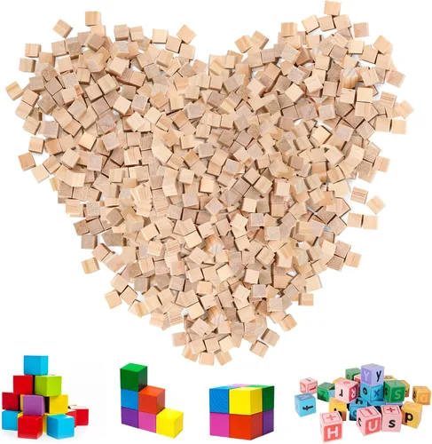 Vista 9 de Paquete de 50 cubos de madera de 2 pulgadas para manualidades, bloques de madera sin terminar, cubos de madera cuadrada maciza para pintura