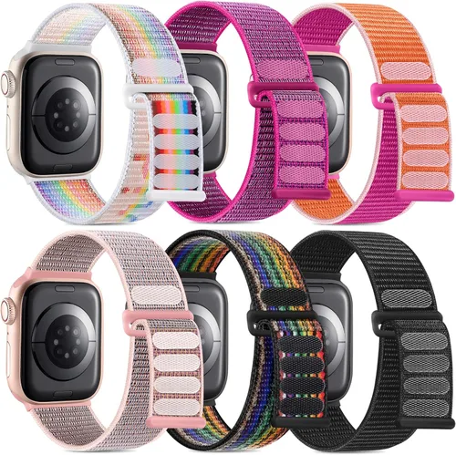 Vista 22 de WJK Correas elásticas de nailon compatibles con correas de Apple Watch de 1.496 in 1.575 in 1.614 in 1.654 in 1.732 in 1.772 in 1.811 in 1.929 in