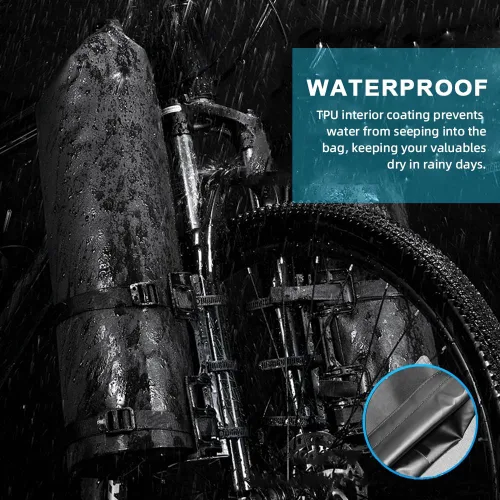 Vista 2 de LIXADA Bolsa de horquilla de bicicleta de 3L/7L - Bolsa seca impermeable, diseño superior enrollable, bolsa ligera para horquilla de bicicleta