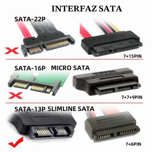Vista 3 de cablecc USB 3.0 a 7+6 13pin Slimline Sata adaptador cable para portátil Cd DVD ROM unidad óptica