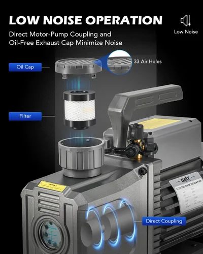 Vista 3 de Orion Motor Tech - Bomba de vacío de 2 etapas, bomba de vacío de paletas rotativas HVAC de 9 cfm 3/4 hp con vacío definitivo de 1.5 micrones, bomba