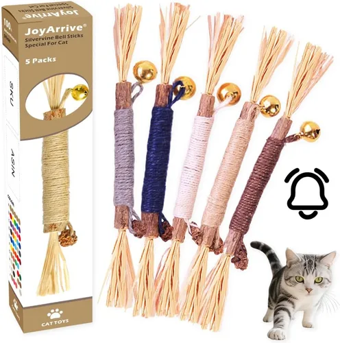 Vista 8 de Silvervine Natural Matatabi Bell Sticks - Juguetes masticables para gatos con golosina de algodón, cuidado de limpieza dental duradera