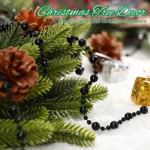 Vista 3 de Pangda Guirnalda de cuentas de 49 pies para árbol de Navidad, hilo de perlas artificiales de plástico, cadena de rollo para Navidad, manualidades
