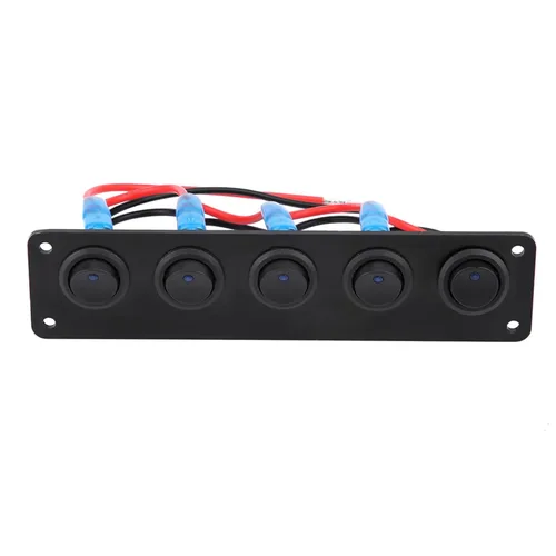 Vista 9 de Panel de interruptores basculantes de 5 bandas, 12 V-24 V, panel de interruptores de palanca de encendido y apagado con precableado para automóvil