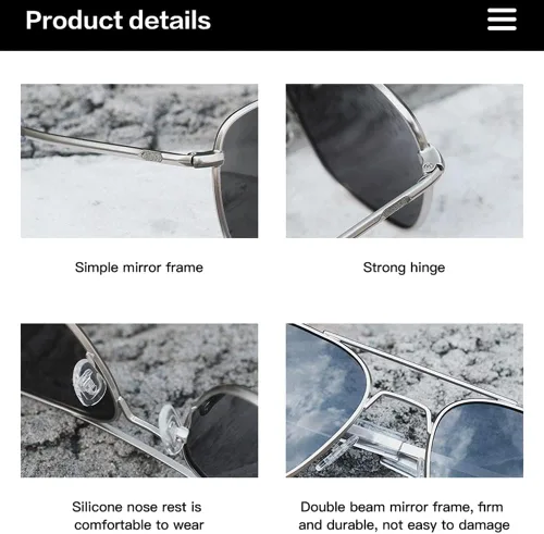 Vista 6 de JOVAKIT Gafas de sol polarizadas de aviador para hombre, estilo retro, estilo militar, lentes de sol piloto, patillas de bayoneta, protección UV400