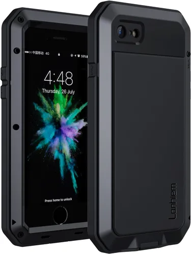 Vista 29 de Lanhiem Funda para iPhone 7 Plus/8 Plus, resistente a los golpes, [Tough Armour], funda de metal con protector de pantalla integrado, funda Negro
