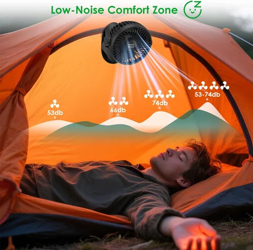 Vista 5 de Minthouz Ventilador de clip, ventilador de escritorio pequeño recargable USB-C de 8000 mAh, ventilador de escritorio pequeño de 4 velocidades