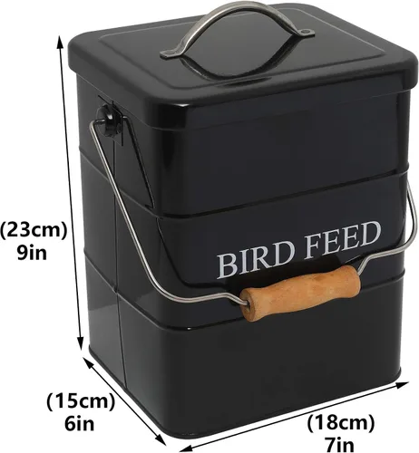 Vista 7 de Geyecete Comedero para pájaros, tarro de comida para mascotas, contenedor hermético para almacenamiento de alimentos, color negro