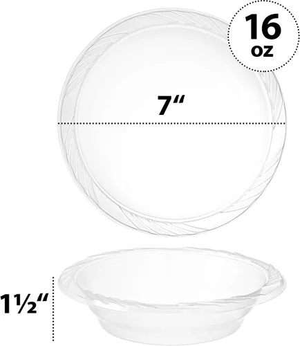 Vista 5 de PLASTICPRO - Cuencos desechables de plástico transparente de 18 onzas, Premium, para fiesta, Pack de 20
