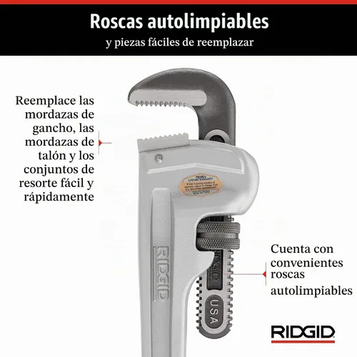 Vista 6 de RIDGE TOOL CO llave de aluminio para tubos. Capacidad de tubo 1-1/2