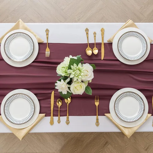 Vista 10 de Peomeise Paquete de 6 caminos de mesa de gasa de 14 x 108 pulgadas, camino de boda transparente, romántica tela negra para decoración de boda, baby