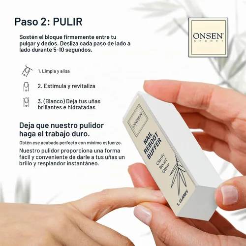 Vista 5 de Onsen Secret Kit de cuidado de uñas – Incluye aceite de cutícula de 0.3 onzas líquidas, pulidor de uñas japonés y kit de brillo – Manicura