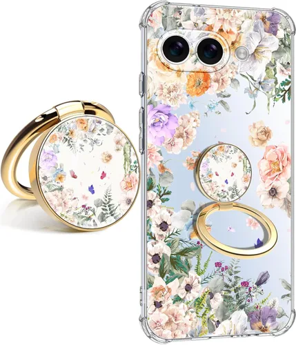 Vista 18 de Funda para Google Pixel 9A 5G, diseño de flores, delgada, anticaídas, a prueba de golpes, suave, a prueba de golpes, transparente, funda protectora
