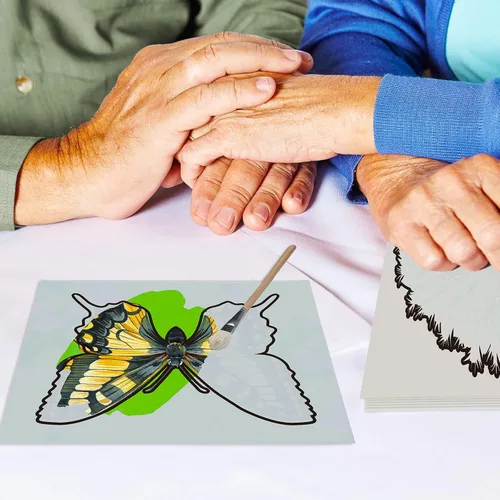 Vista 7 de Teling 20 piezas de productos de demencia para ancianos reutilizables para garabatos de agua con 1 pincel de pintura, tema animal, dibujo