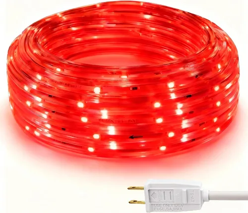Vista 9 de Tira de luces LED blancas frías de 16.4 pies, 5000 K, para exteriores, 120 V IP65, plana Luz diurna