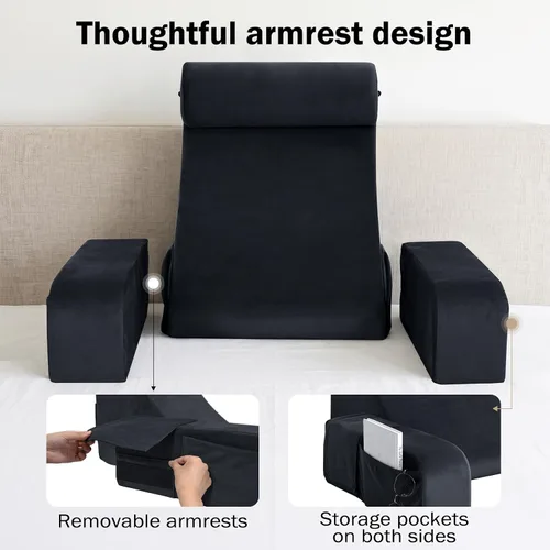 Vista 3 de ENITYA Almohada de espalda para cama, almohada de lectura de 19 pulgadas para sentarse en la cama para adultos, almohada de apoyo de espalda