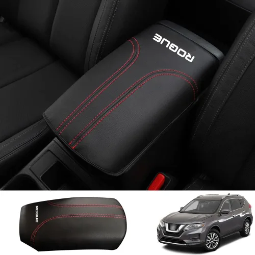 Vista 7 de Protector de funda para reposabrazos de automóvil, almohadilla de cuero para consola central para Nissan Rogue 2014-2020, protector de caja