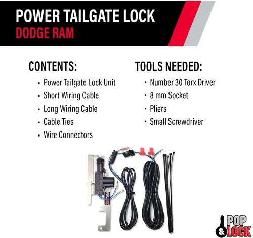 Vista 5 de Pop & Lock PL8340 Cerradura de portón trasero eléctrico para modelos Dodge Ram 1500, 2500 y 3500