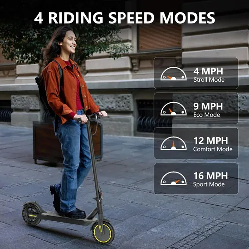 Vista 8 de Maxshot Electric Scooter, 350W/500W Powerful Motor, 19-22 MPH Max Speed, 15-28 Miles Range, Foldable escooter with Dual Braking Systems, Smart APP