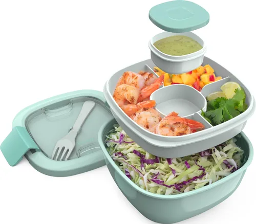Vista 14 de Contenedor de almuerzo, ecológico y sin BPA de Bentgo Salad para ensaladas y otros aperitivos para llevar, Azul