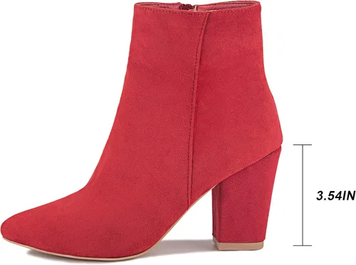Vista 3 de Jiu du Botines de tacón alto para mujer, con puntera puntiaguda, con cremallera lateral, tacones altos, botas cortas