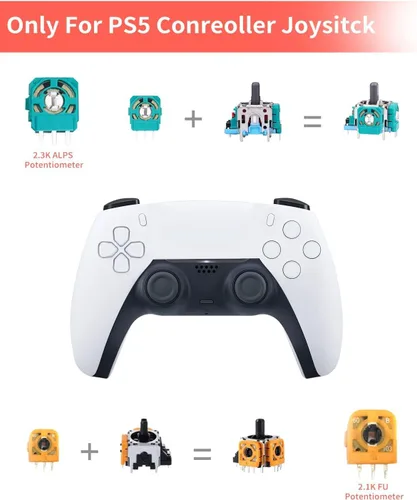 Vista 2 de kit for PS5 Controller,2.3K Potentiometer 20 Set and Thumbstick Cap Replacement for PS5 Analog Joystick,Trim Pot Resistance Thumbstick for PS5