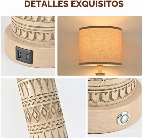 Vista 4 de Juego de 2 lámparas de mesa de 23 pulgadas para sala de estar Lámparas de mesita de noche con control táctil Lámpara de mesa regulable Lámparas