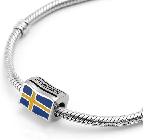 Vista 2 de Bolenvi Dije de cuentas de banderas de país compatible con Pandora y pulseras similares, collares y joyas de bricolaje - Abalorios de plata de ley