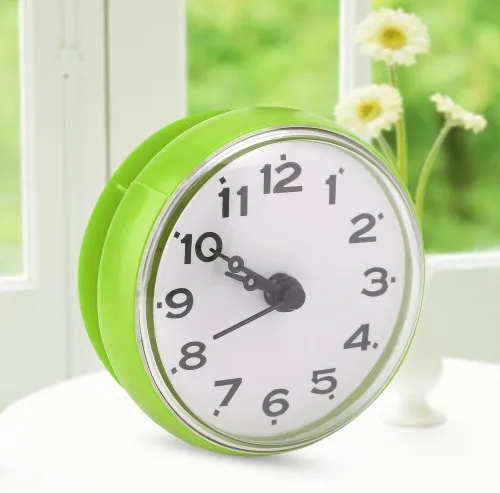 Vista 7 de Yosoo Reloj de ducha impermeable con ventosa de cara redonda árabe digital árabe reloj de ducha de baño accesorios de cocina (verde)