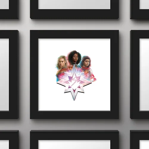 Vista 2 de Trends International Gallery Pops Marvel The Marvels - Póster de pared gráfico de las estrellas de Marvels, 12.00 x 12.00 pulgadas, versión de marco