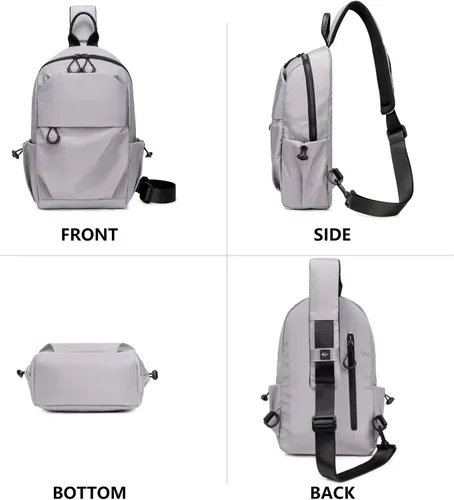 Vista 3 de CANTLOR Bolso bandolera pequeño para hombre, mochila cruzada de viaje, paquete de pecho ligero para exteriores, bolsa de hombro con una correa