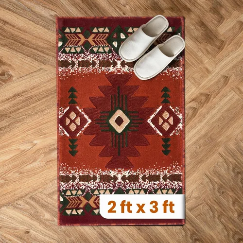 Vista 22 de YHSF South West - alfombra estilo nativo americano del suroeste C318 - fácil de limpiar, gruesa, suave, duradera, alfombra inspirada en tribus