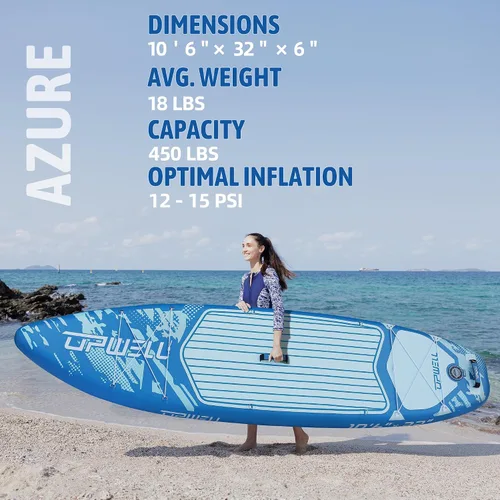 Vista 4 de UPWELL 11’6”/11'2”/11'/10'8”/10'6”/10'2” Inflatable Stand Up Paddle Board with sup Accessories Including Backpack, Repairing Kits, Non-Slip Deck