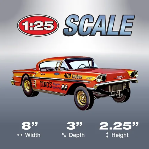 Vista 4 de AMT 1958 Chevy Impala Hardtop Ala Impala 1:25 Kit de modelo a escala 1:25