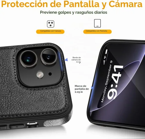 Vista 7 de Diseño compatible con iPhone 11, funda de cuero de lujo vintage, delgada, antideslizante, agarre suave, a prueba de golpes, funda protectora (2019)