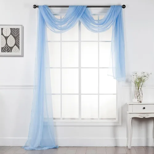 Vista 12 de Interior Trends Cenefa multiusos de gasa transparente con dobladillo completo para ventana o evento