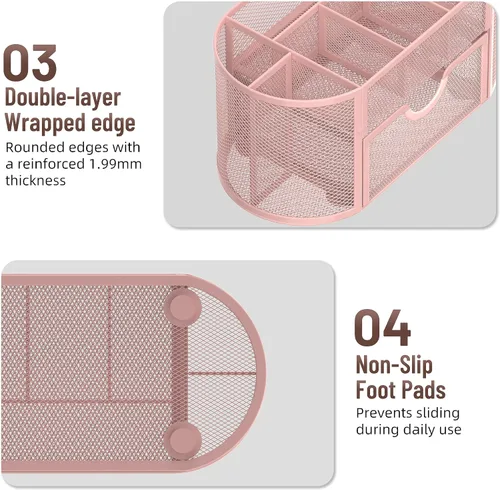 Vista 8 de SUPEASY Bundle Rack - Organizador de archivos y mini portalápices de 9 rejillas, color rosa