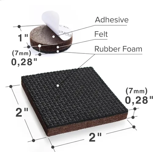Vista 3 de Almohadillas Antideslizantes para Muebles X-PROTECTOR 48 PIEZAS - 32 piezas Redondas de 1" + 16 piezas Cuadradas de 2" Agarraderas para Muebles!
