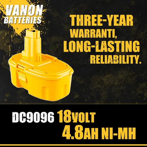 Vista 2 de VANON Reemplazo Ni-Mh de 4.8Ah para batería Dewalt de 18 V DC9096 DC9098 DC9099 DE9038 DE9095 DE9096 DW9095 DW9095 DW9096 DW9098 Baterías 2 paquetes