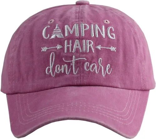 Vista 2 de MANMESH HATT Camping Hair Don't Care Ponytail Hat Vintage Washed Distressed Baseball Dad Cap for Women