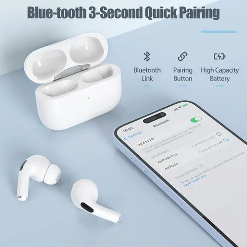 Vista 5 de Funda de carga inalámbrica para AirPods Pro 1 y 2 Gen solamente, funda de carga compatible con AirPod Pro de 1ª/2ª generación, con botón
