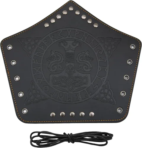 Vista 3 de AZORA Pulsera de cuero con guantelete medieval, con hebilla, brazalete ancho, armadura, 2