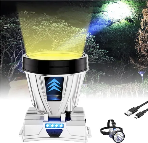 Vista 8 de Linterna frontal recargable súper brillante de alta potencia, lámpara LED recargable 2023, linterna frontal portátil impermeable para exteriores