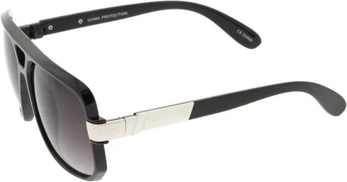 Vista 3 de Classic Flat Top Metal Accented Temples Clear Lens Square Aviator Glasses 56mm