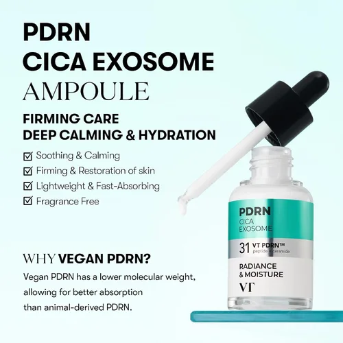 Vista 2 de VT COSMETICS PDRN Cica Exosome Ampoule, Suero Reafirmante con Péptido y Ceramida para Anti-Envejecimiento, Cuidado de Arrugas, Voluminizador