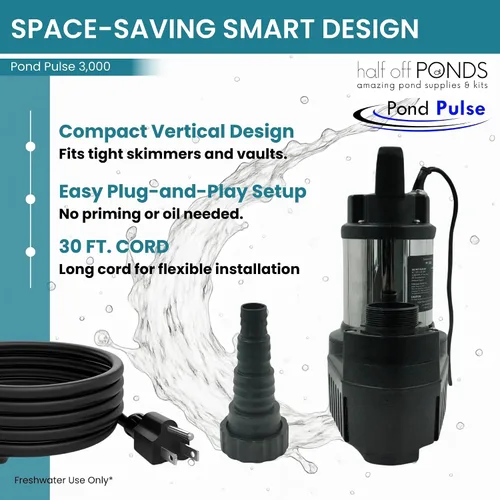 Vista 5 de HALF OFF PONDS Pond Pulse 3,000 GPH Bomba sumergible de cascada - Bomba híbrida de estanque de accionamiento con cable de 30 pies - Eficiencia