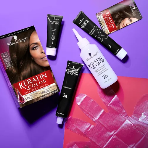 Vista 2 de Schwarzkopf Keratin Color - Crema permanente para el cabello, 4.5 castaño dorado medio